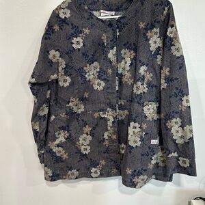 Smart Scrubs Navy Floral Herringbone Jacket